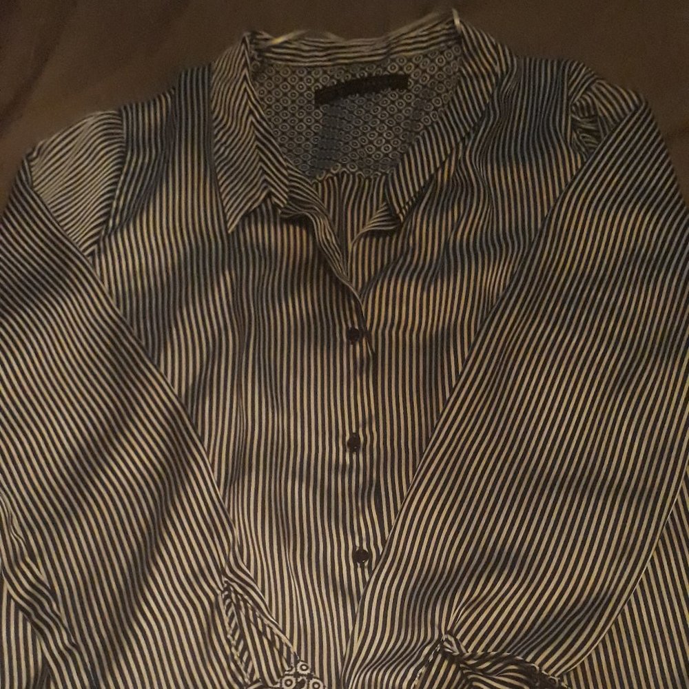 Zara Basic Women's Collar Long Sleeve Stripe Top